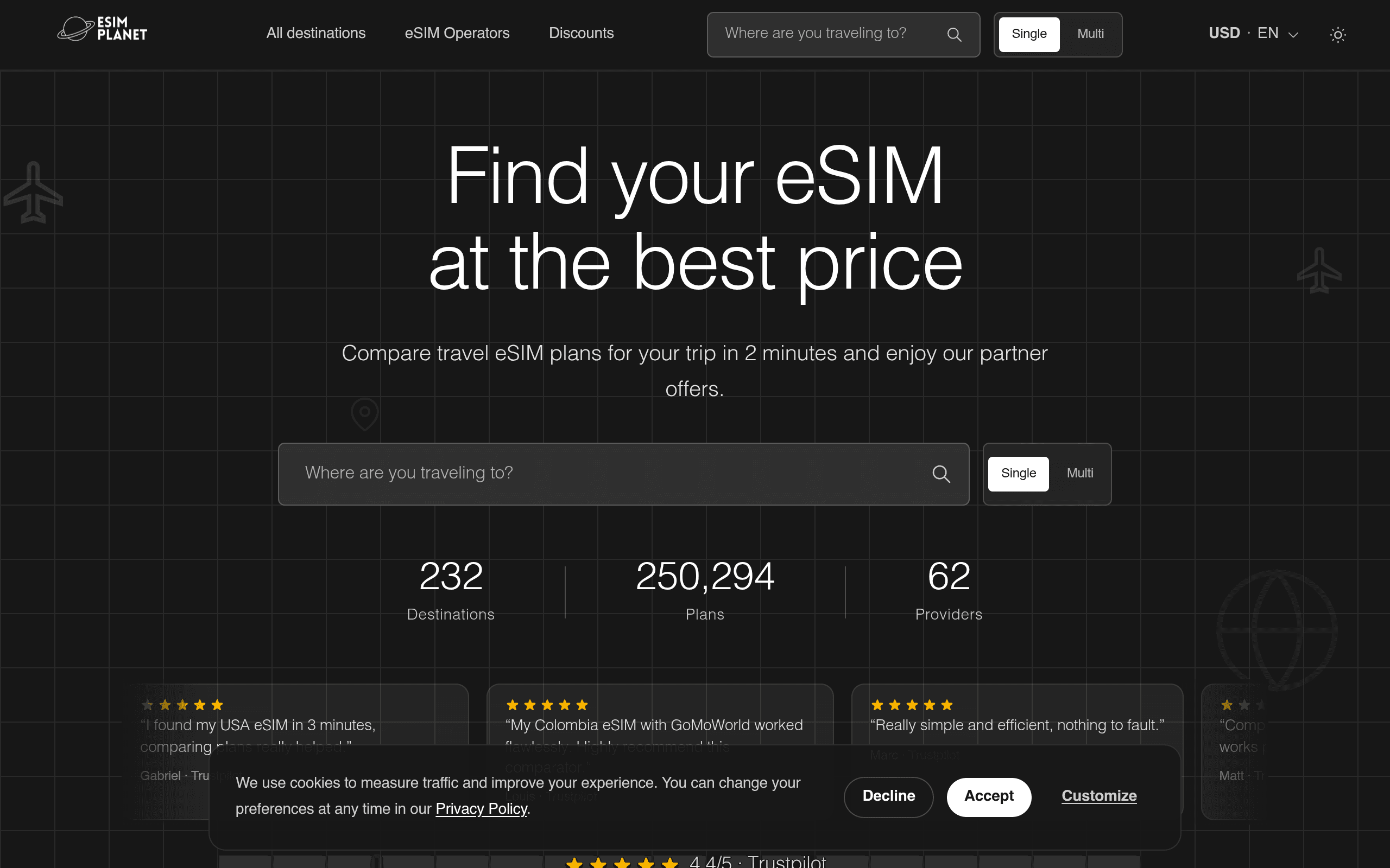 eSIMPlanet homepage