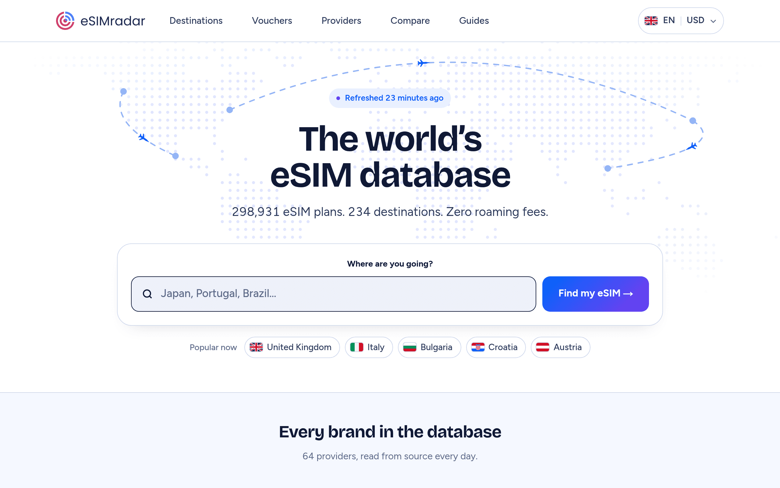 eSIMRadar homepage